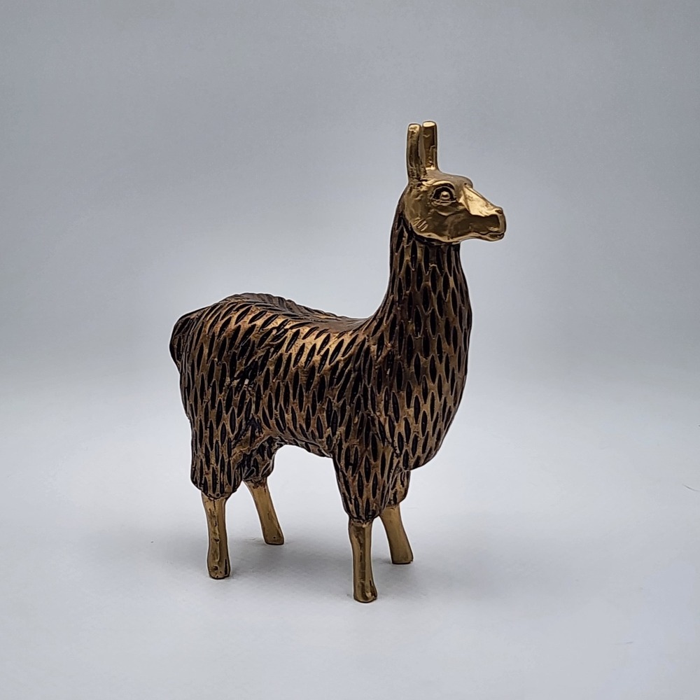 Torre & Tagus Gold Tipped Standing Llama Resin Sculpture Modern Home Decor Boho